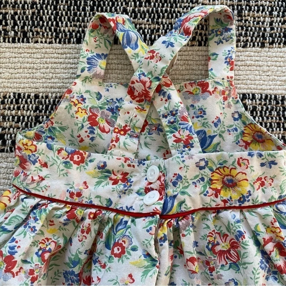 Ralph Lauren Cream Red Blue Yellow Green Floral Print Cotton Sundress 3 months